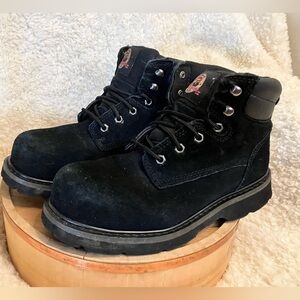 BRAHMA Steel Toe Gus Work Boots Safety Black Suede Leather Upper Size 9.5
